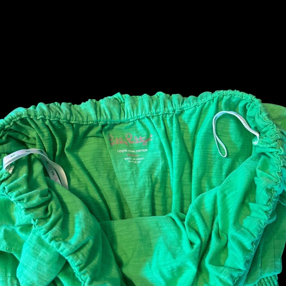 Lilly Pulitzer 100% Pima Cotton Neon Green Strapless Y2K Dress S - Picture 4 of 6